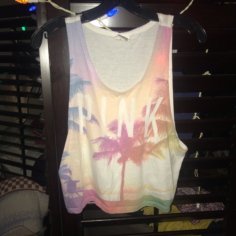 Victoria Secret Pink cotton palm trees tank top
